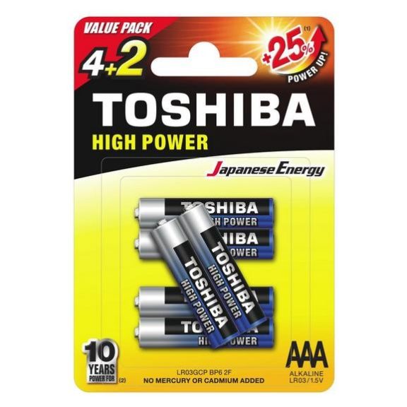 Toshiba alkáli elem AAA/6db Toshiba alkáli elem AAA/6db