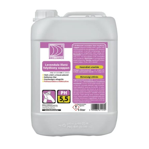 Brilliance Levendula illatú folyékony szappan 5l Brilliance Levendula illatú folyékony szappan 5l