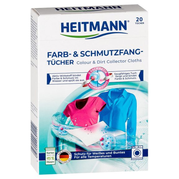 HEITMANN Szín- és szennyfogó kendő színes és fehér ruhákhoz 20db HEITMANN Szín- és szennyfogó kendő színes és fehér ruhákhoz 20db