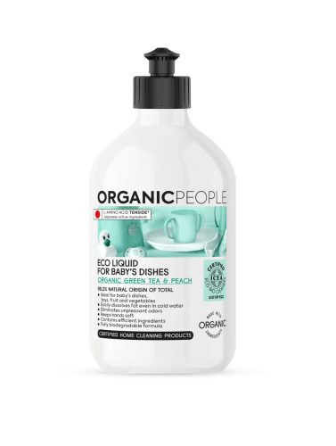 Organic People Öko Mosogatószer babaedényekhez bio zöld teával és barackkal 500ml  